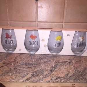 Rae Dunn Summer Time Stemless Wine glass set